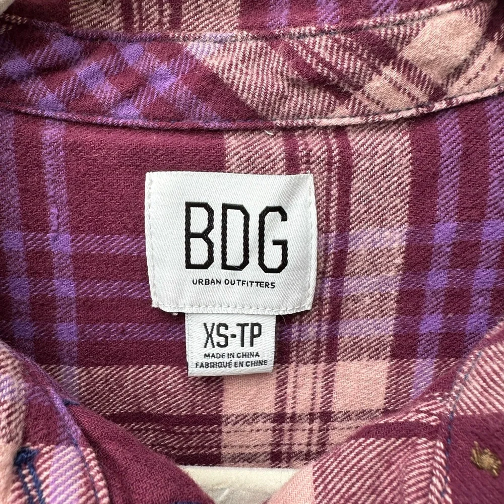 BDG Burgundy and Purple Plaid Shirt - Picture 3 of 4